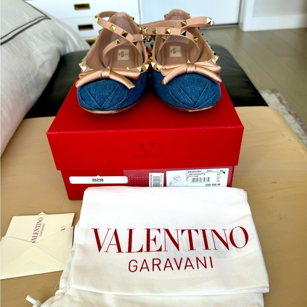 Valentino Garavani Rockstud denim ballerinas - Picture 2 of 8